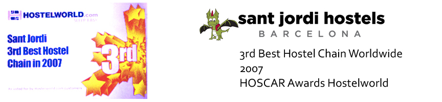 Barcelona Hostel Awards Sant Jordi Hostels Barcelona 3rd best hostel chain worldwide 2007 HOSCAR Award