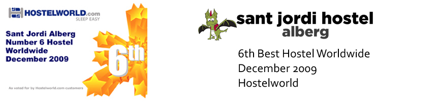 Barcelona Hostel Awards Sant Jordi Hostel Alberg Hostel Barcelona 6th best hostel worldwide december 2009
