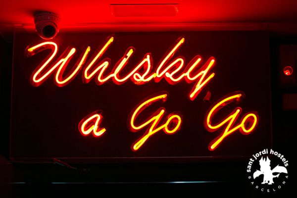 Whisky A Go Go Sign - Rock Palace Hostel Barcelona
