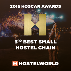 HOSCAR awards 2016 3rd best small hostel chain worldwide