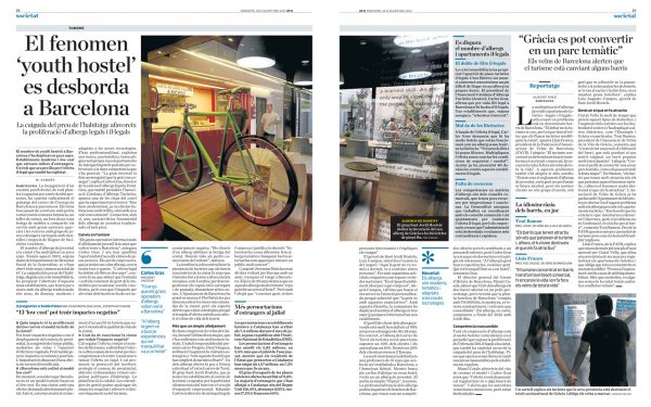 Sant Jordi Hostels in Ara newspaper Barcelona_24 August 2013