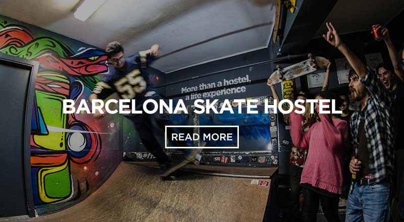 The Skate Hostel in Barcelona, the Sagrada Familia hostel by Sant Jordi Hostels is the place to stay for skaters visiting Barcelona.