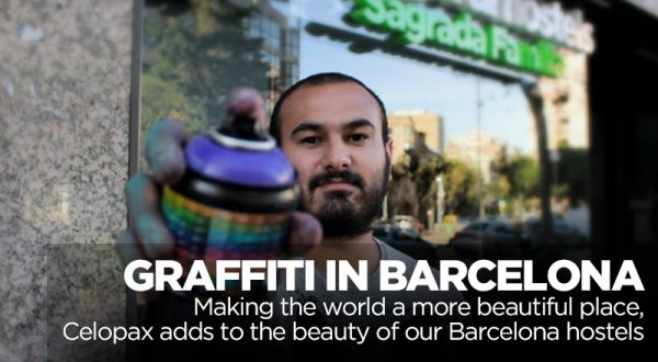 grafiti artist celo pax at barcelona hostel