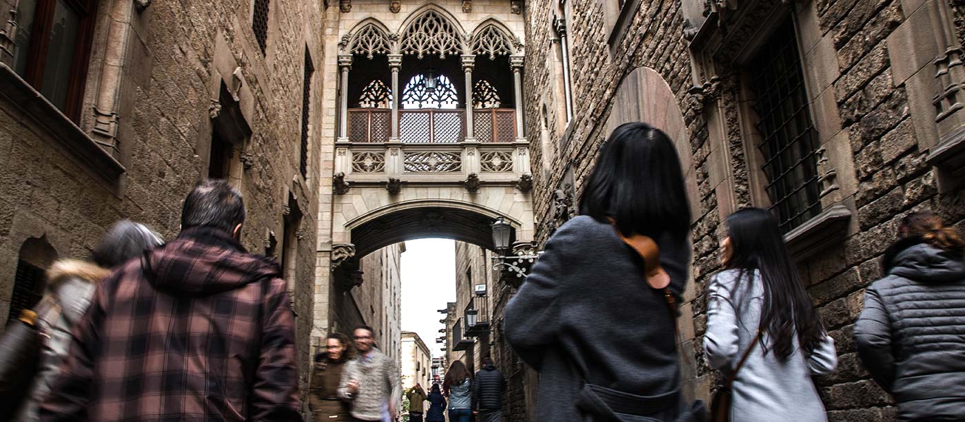 the gothic quarter barcelona - bishops bridge