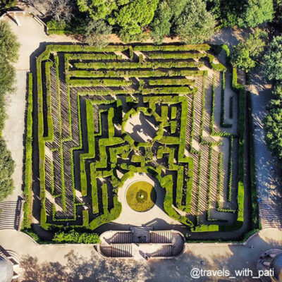 drone labyrinth shot in Barcelona