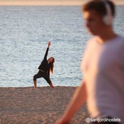 yoga at the beach in Barcelona